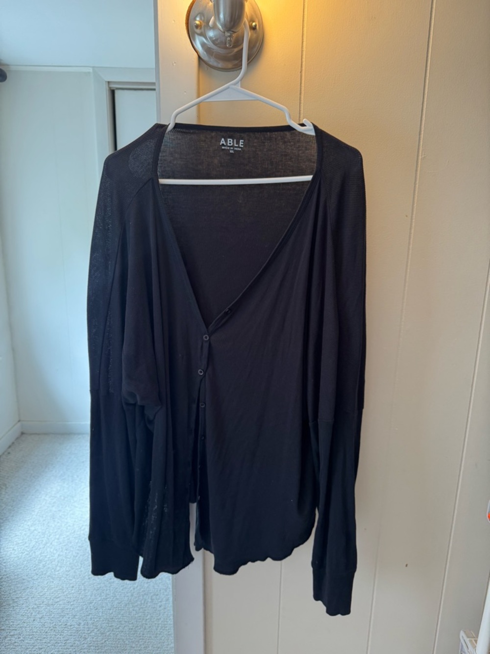 ABLE Ribbed Crew Neck Top in Charcoal